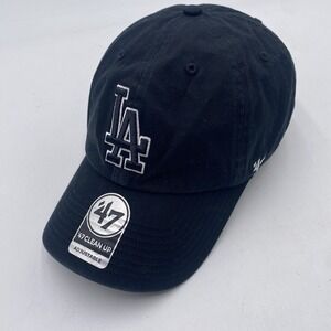Los Angeles Dodgers Hat 47 Brand Clean Up Strapback Black Cotton Slouch Dad NWT